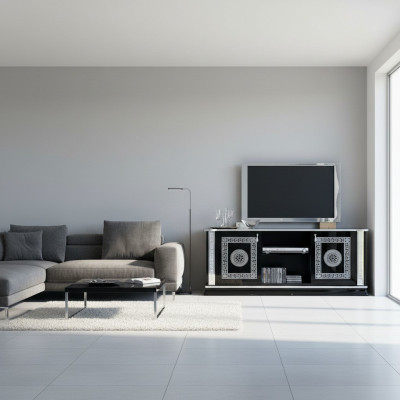 Black TV Table RTV Cabinet Lowboard Furniture TV Stand Design Television Cabinet