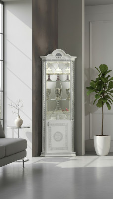 Corner Cabinet Luxury Glass Display Cabinet Wood Italian Style Furniture