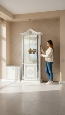 High-quality showcase cabinet luxury cupboard wood Italian style furniture glass new