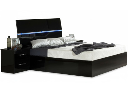 Design bedroom 3-piece. Bed 2x nightstand luxury bed set furniture LED light