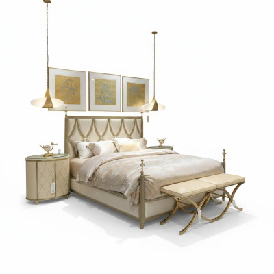 Classic bed Baroque Rococo hotel beds upholstered bed double bed leather