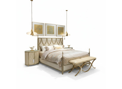 Classic bed Baroque Rococo hotel beds upholstered bed double bed leather