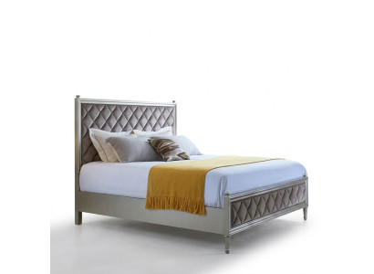 Classic designer bed bedroom textile leather upholstery Italian furniture