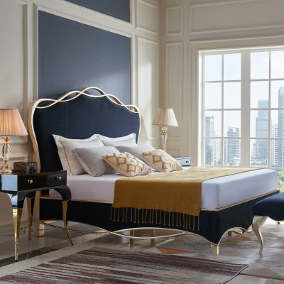 Textile design bed marriage modern hotel frame luxury sleeping room double