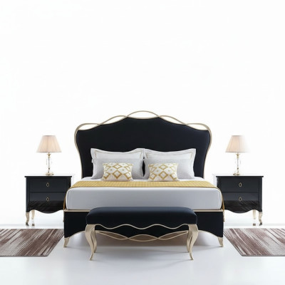 Textile design bed marriage modern hotel frame luxury sleeping room double