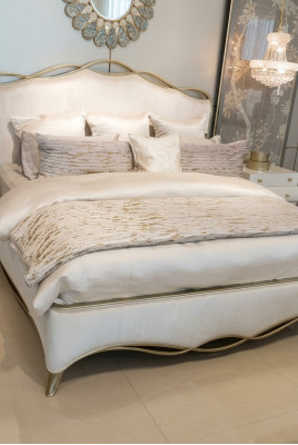 Classic wood bed double bed design upholstered bedroom
