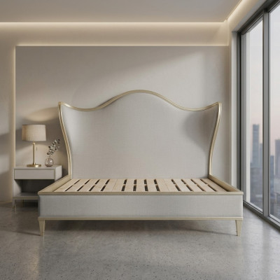 Wood design bed double luxury marriage modern hotel frame sleeping room