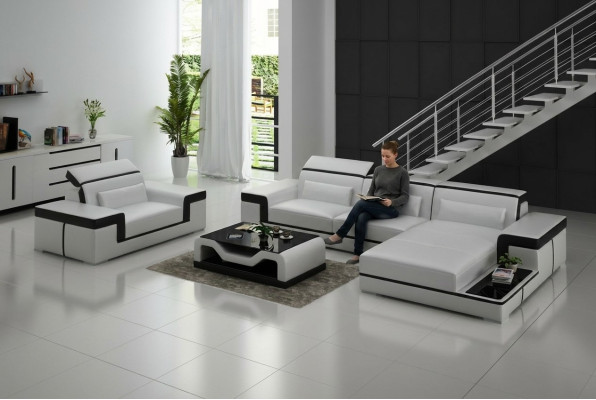 Living area corner sofa L-shape chair set suite modern leather sofa
