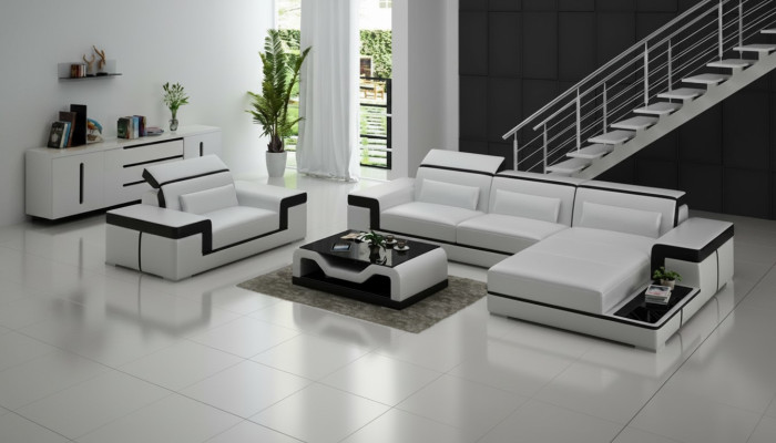Living area corner sofa L-shape chair set suite modern leather sofa