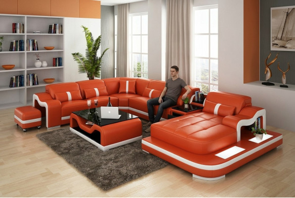 U-shaped sofa couch upholstery set living landscape corner sofa leather