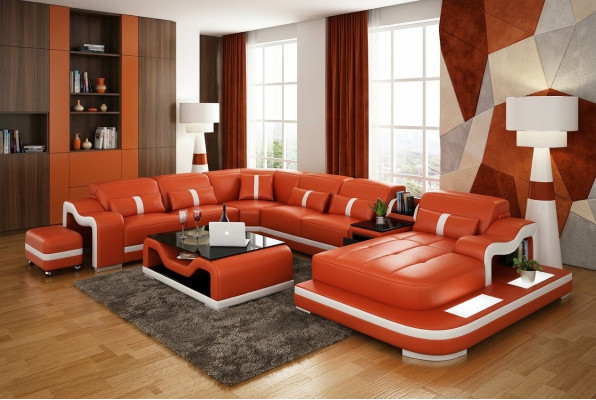 U-shaped sofa couch upholstery set living landscape corner sofa leather