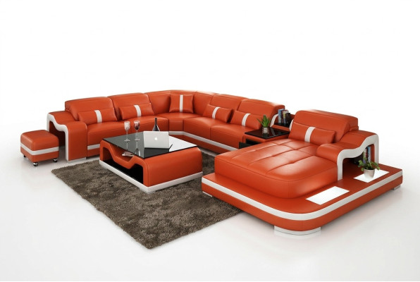 U-shaped sofa couch upholstery set living landscape corner sofa leather
