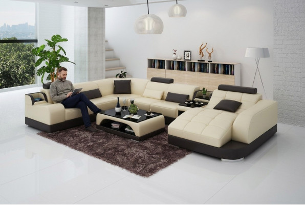 Leather sofa designer sofa U-shaped living landscape couch upholstered corner sofa