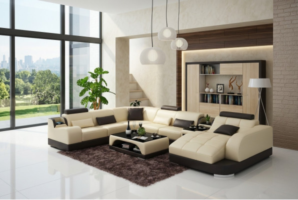 Leather sofa designer sofa U-shaped living landscape couch upholstered corner sofa