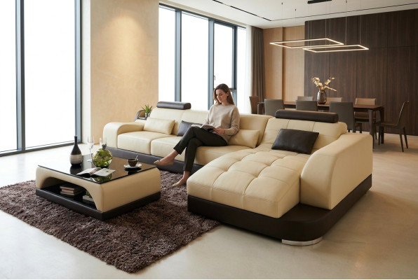 Corner sofa L-shaped fabric couch living landscape set design modern sofa