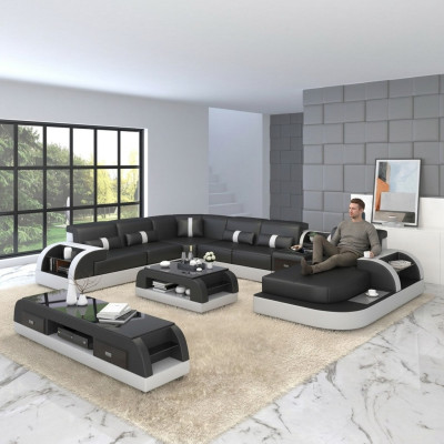 U-shape sofa couch upholstery suite corner sofa living landscape design leather