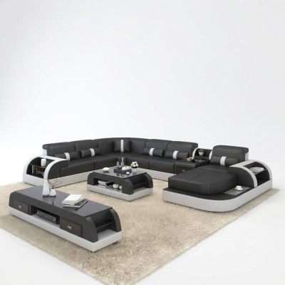 U-shape sofa couch upholstery suite corner sofa living landscape design leather