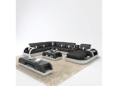 U-shape sofa couch upholstery suite corner sofa living landscape design leather