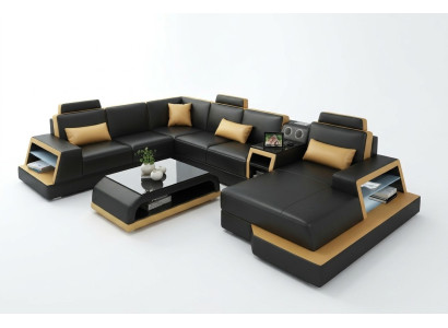 U-shaped sofa couch upholstery set corner sofa living landscape leather design