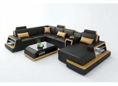 U-shaped sofa couch upholstery set corner sofa living landscape leather design