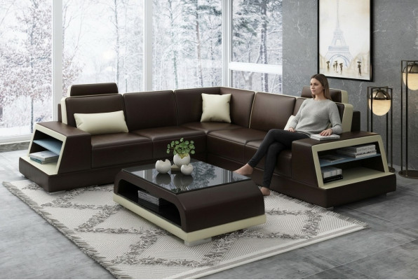 Corner sofa leather sofa upholstery living landscape sofa couch corner set L shape