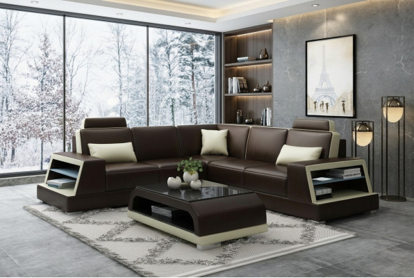 Corner sofa leather sofa upholstery living landscape sofa couch corner set L shape