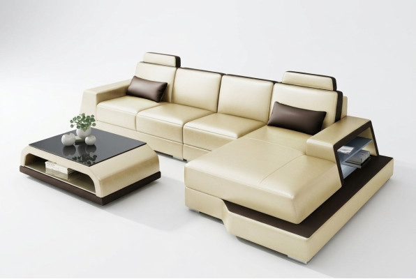 Sectional Sofa Living Landscape L Shape Upholstered Couch Leather Sofa Beige Sofas