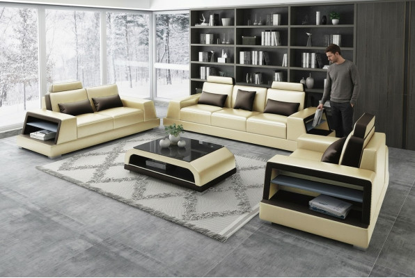 Sofa set 3-seater design sofas upholstered couches leather modern 3+3