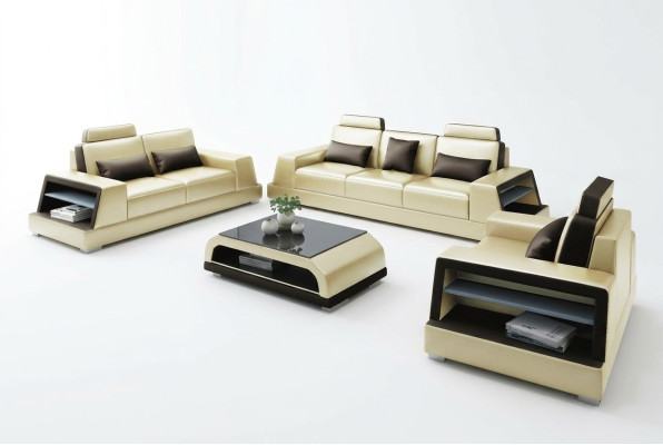 Sofa set 3-seater design sofas upholstered couches leather modern 3+3