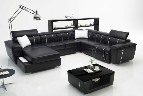 U-shaped corner sofa couch upholstery set leather textile fabric