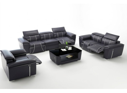 Luxury sofa set 2x 3-seater with furniture couch leather sofa textile group