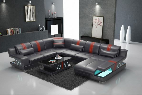 Sofa U-Shape Leather Sofa Couch Living Area Suite Design Modern