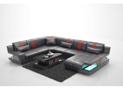 Sofa U-Shape Leather Sofa Couch Living Area Suite Design Modern