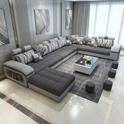 Living area corner sofa U-shaped sofa couch leather design couch fabric