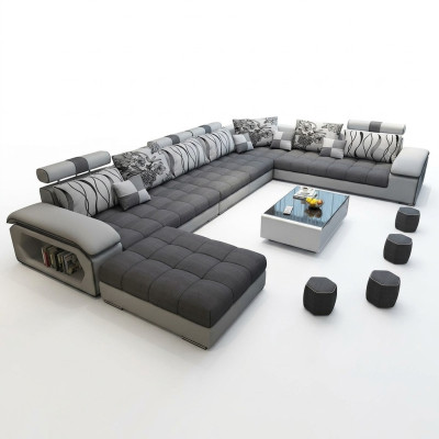 Living area corner sofa U-shaped sofa couch leather design couch fabric