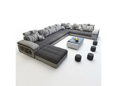 Living area corner sofa U-shaped sofa couch leather design couch fabric