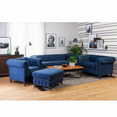 Luxury Chesterfield Designer Sofas Leather Sofa Textile Fabric XXL Big Sofas 3-piece