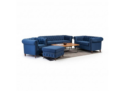 Luxury Chesterfield Designer Sofas Leather Sofa Textile Fabric XXL Big Sofas 3-piece