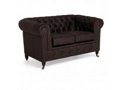 Two-seater Chesterfield textile couch upholstery 2-seater sofas black new