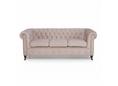 Classic Chesterfield Furniture 3-Seater Couch Textile Fabric Sofa Elegant Design New
