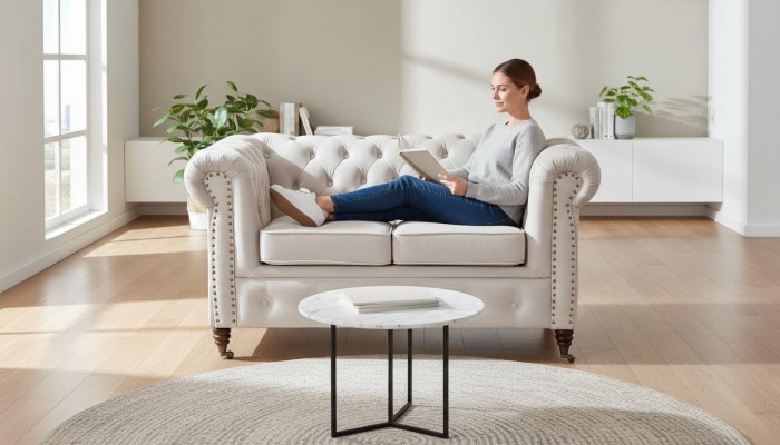 2-seater Chesterfield Sofa Fabric Upholstered Elegant Design Furniture