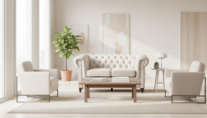 2-seater Chesterfield Sofa Fabric Upholstered Elegant Design Furniture
