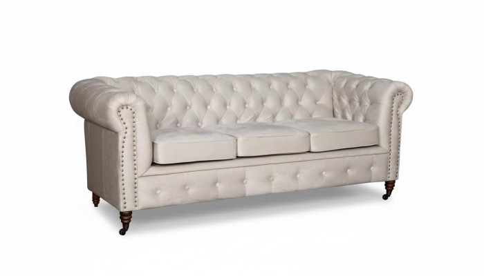 Chesterfield Three-seater Couch Sofa Upholstery + Stool Sofas Couches 2-piece Set New