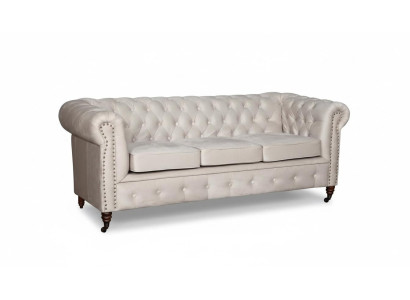 Chesterfield Three-seater Couch Sofa Upholstery + Stool Sofas Couches 2-piece Set New