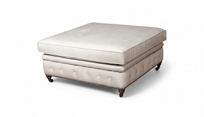 Club Footstool Lounge Ottoman Leather Textile Designer Ottoman Chesterfield
