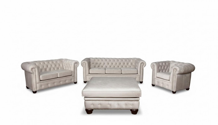 Chesterfield Sofa Set Couch Set 321+Ottoman Seat Upholstery Suites Textile