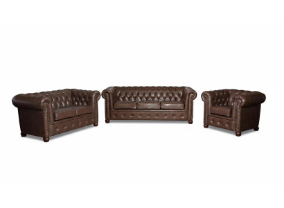 Chesterfield 3-seater sofa leather sofa couch cushion seat sofas three-seater