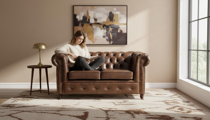 Sofa 2-seater design sofas upholstery modern seating fabric two-seater leather new