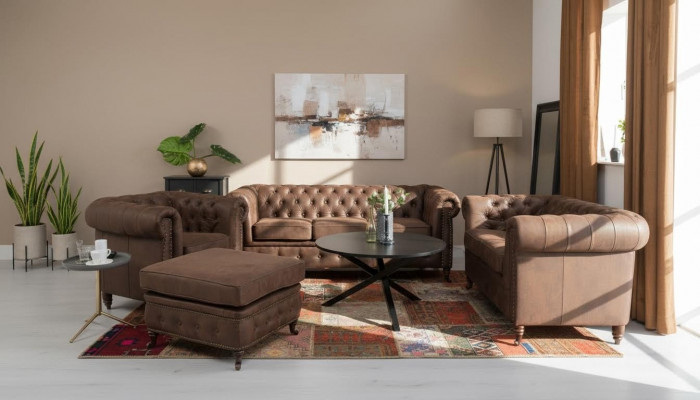 Chesterfield Couch Seat Cushion 321 Stool Seating Suite Sofa Sofas Footstool