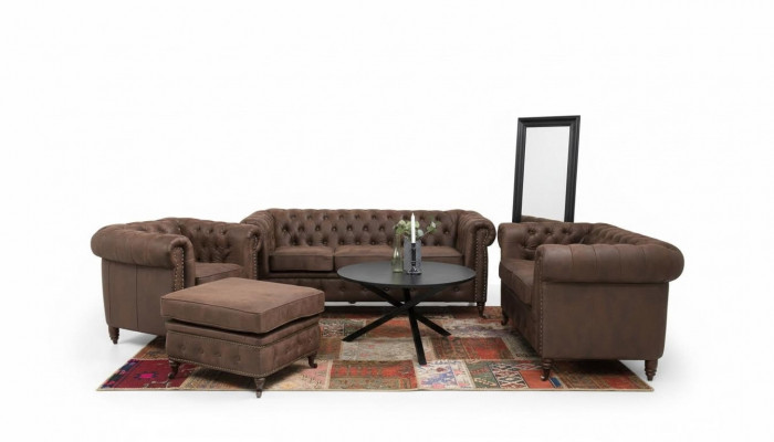 Chesterfield Couch Seat Cushion 321 Stool Seating Suite Sofa Sofas Footstool